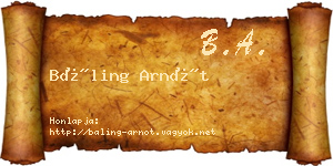 Báling Arnót névjegykártya